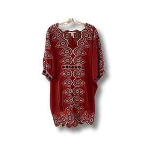 BCBG Runway Bohemian Embroidered Silk Dress
